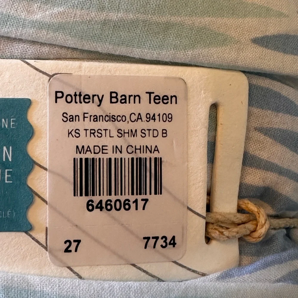 Pottery Barn colab‎ w Kelly Slater NWT teen  Blue & white organic pillow sham